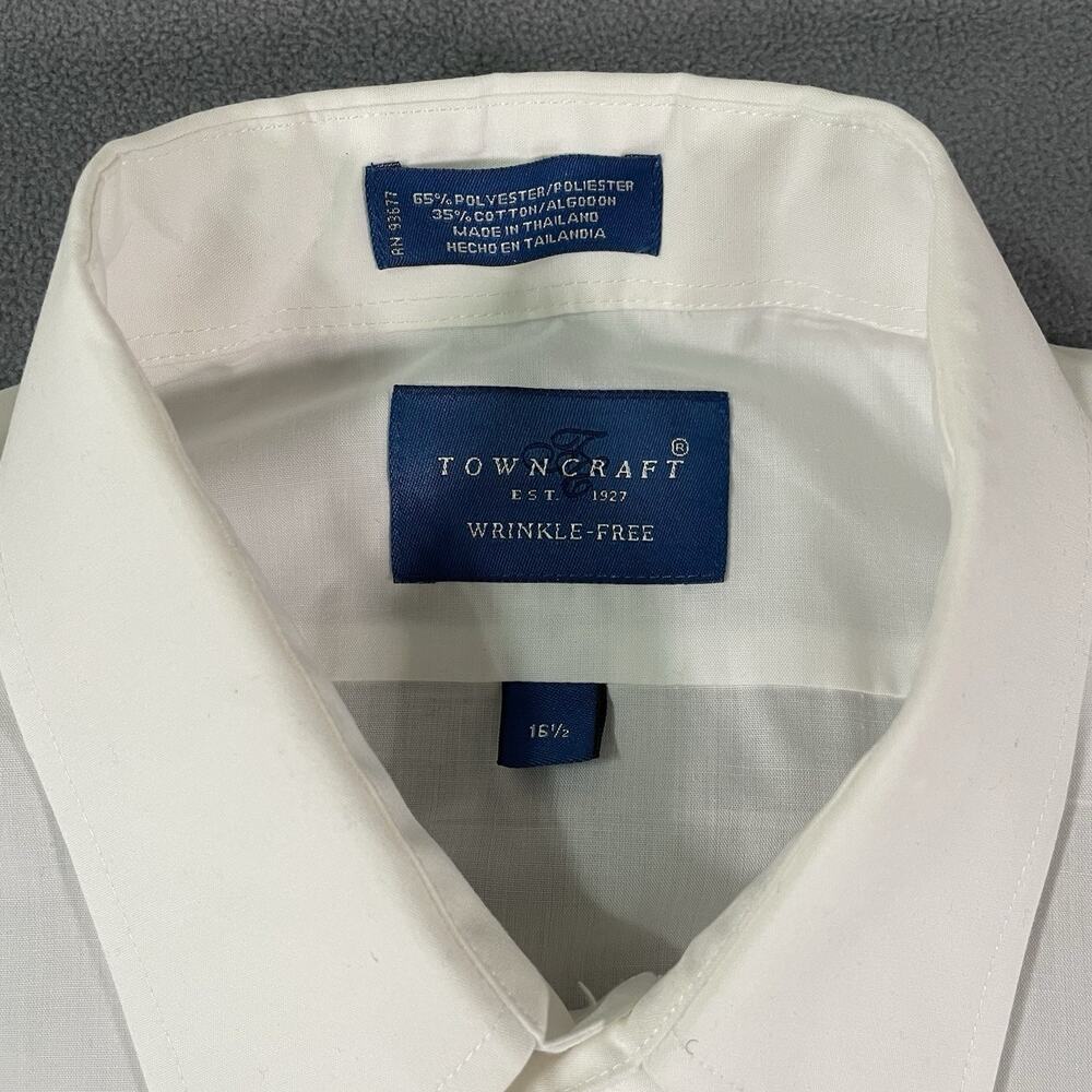 Vintage 80s Shirt Towncraft White Short Sleeve Button Front Men's 16.5 - Picture 6 of 9